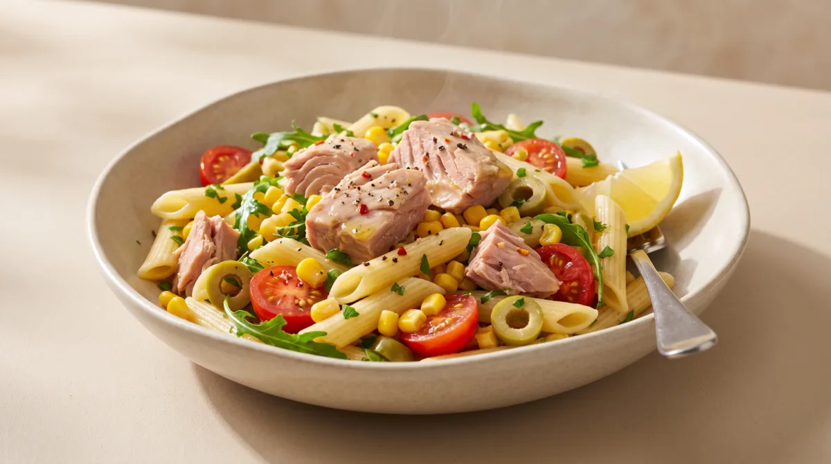 Ayçiçek Yağlı Ton Balıklı Sıcak Makarna Salatası