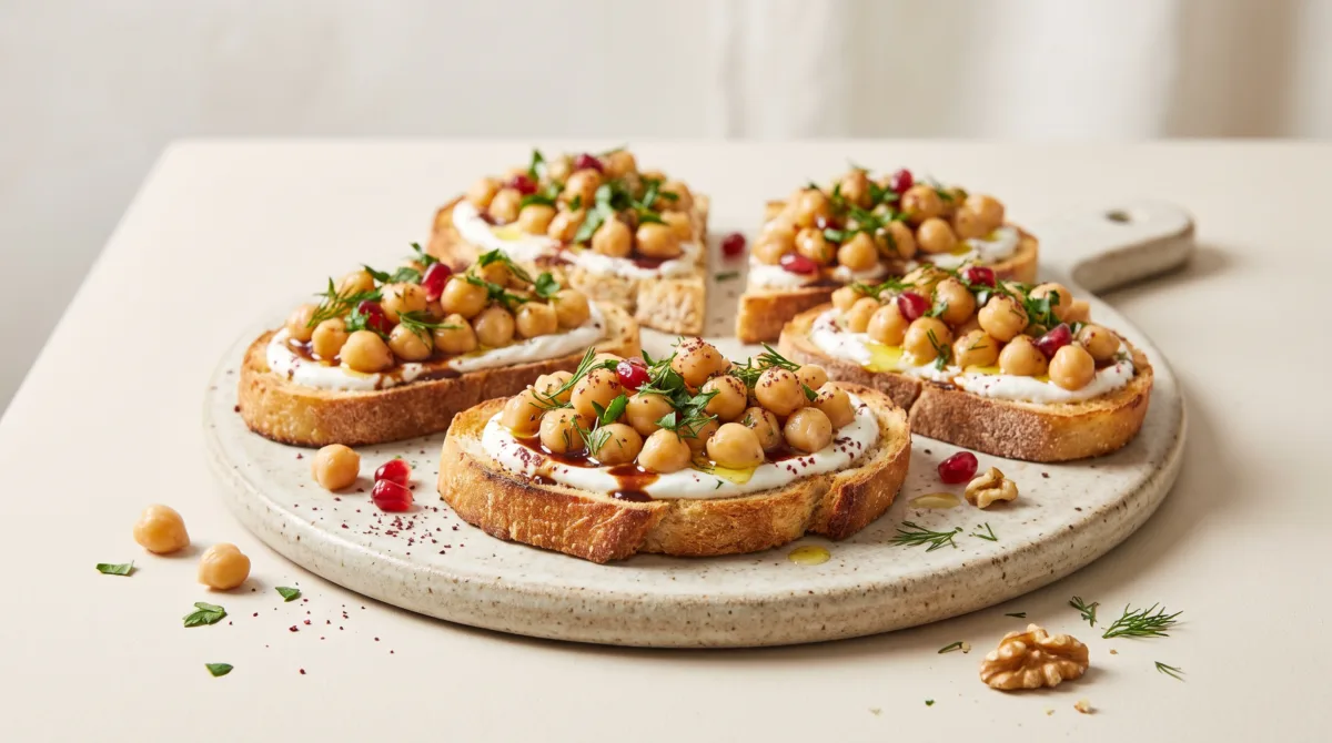 Nohut Pilakili Çıtır Ekmek Dilimleri (Bruschetta)